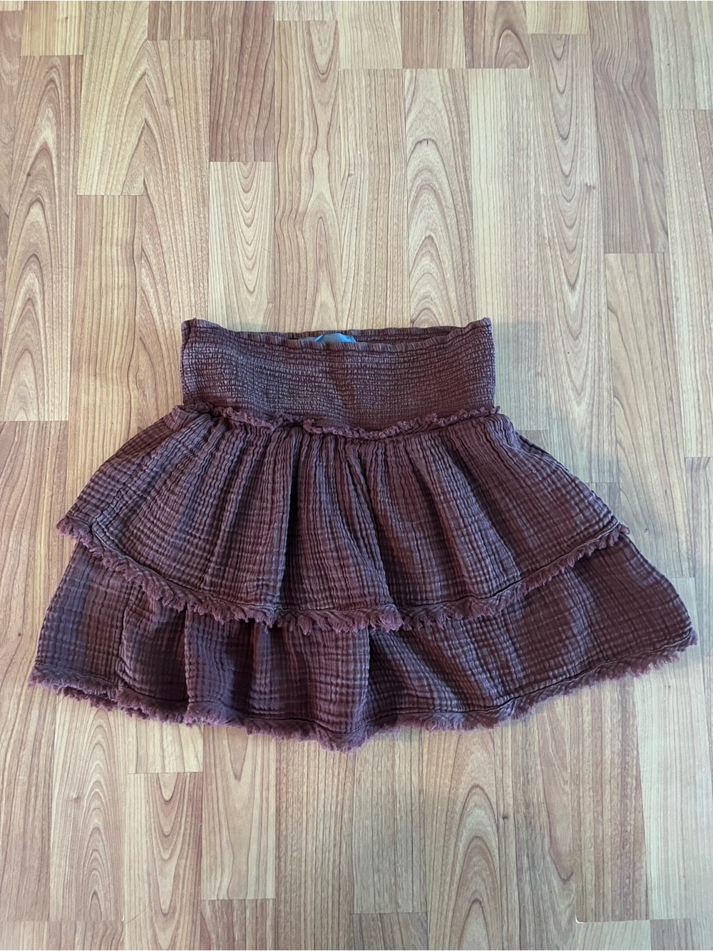 Anthropology Tiered Brown Cotton Gauze Skirt